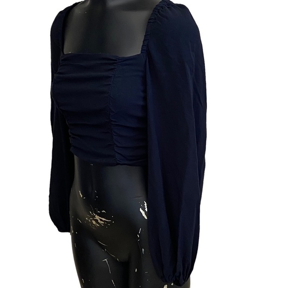 Urban Outfitters Black Cropped Peasant Top - Picture 3 of 7